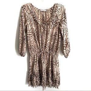 Rebecca Taylor Animal Print Silk Romper